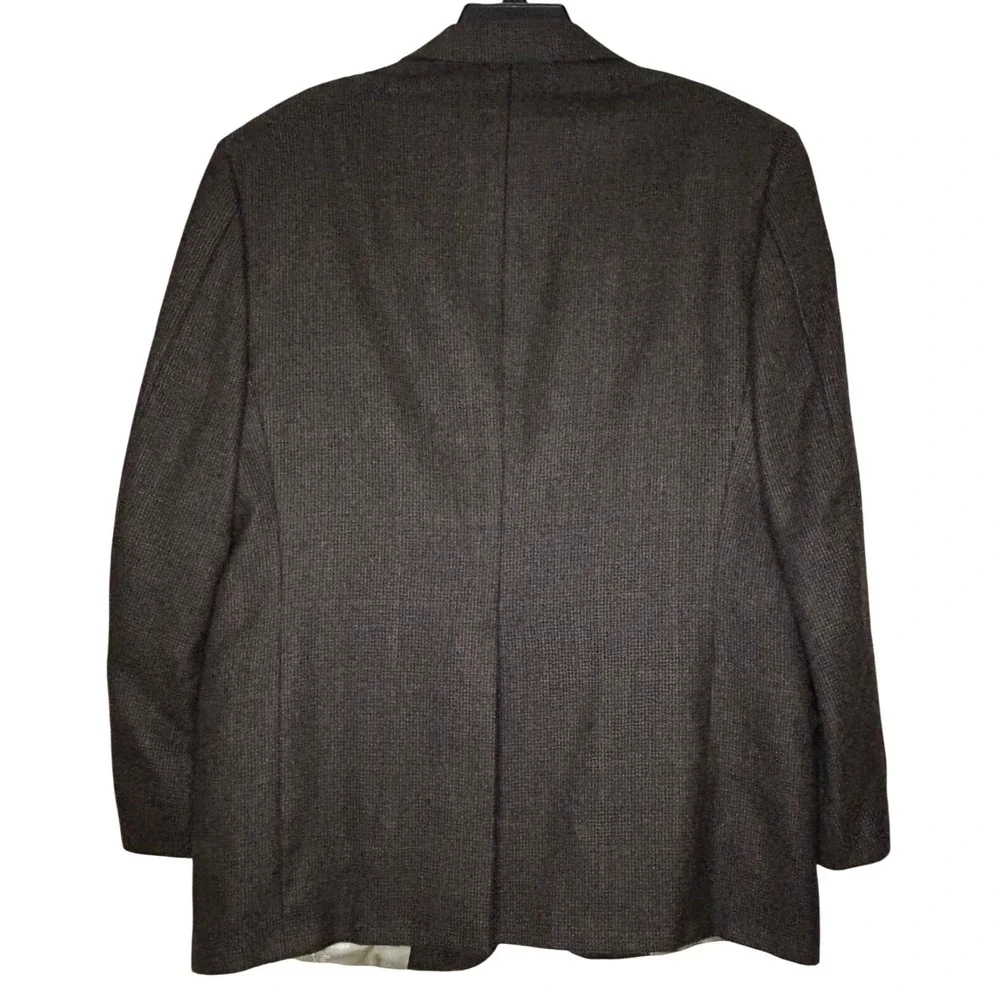 Old School Bespoke Houndstooth Tweed Brown USA Mens Blazer Sport Coat 44‎